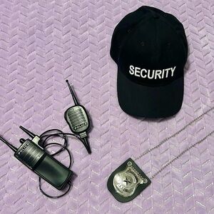Police Black Security Set with Cap and Accessories